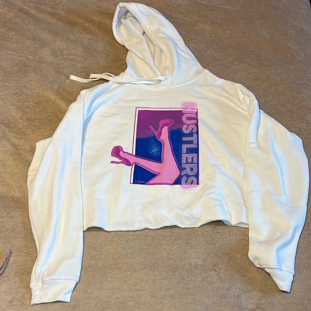 NWOT “Hustlers” Crop Hoodie, Size XL